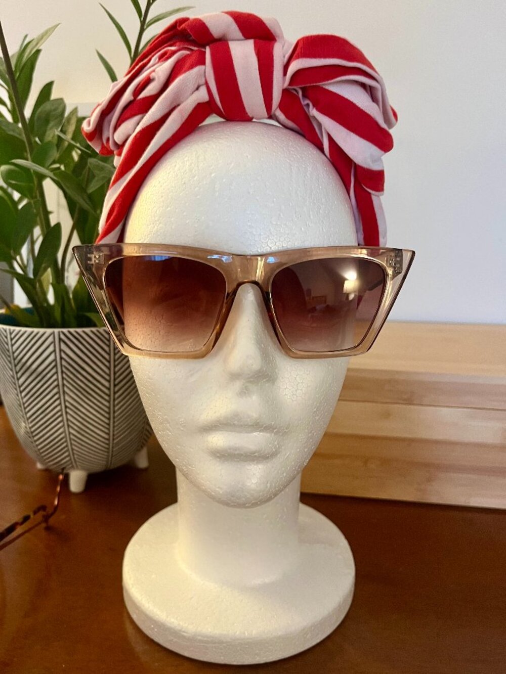 Crystal pale pink cateye sunglasses